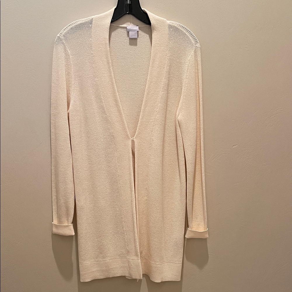 Chico's Cream Open-Front Cardigan with Hook and Eye Closure